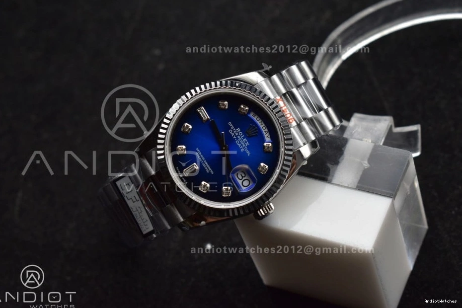 on FlexibleFit 904L Edition 36 Diamond Blue V5 (Gain Dial Best DayDate SS 677 President Weight) Bracelet vr3255 QF Steel 0327